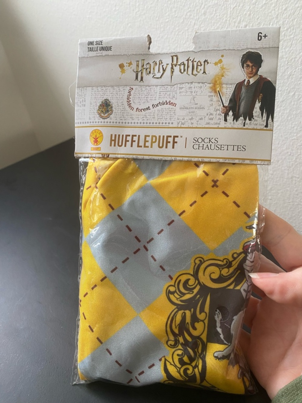 Warner Bros. Argyle Yellow & Gray Hufflepuff-Inspired Socks